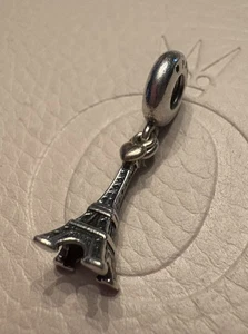 Pandora Eiffel Tower Dangle Charm Sterling Silver & 14k Gold Paris Exclusive - Picture 1 of 8