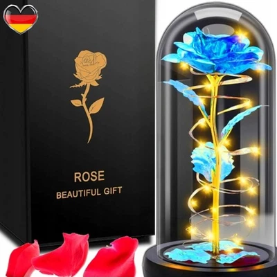 Gifts For Women Christmas Galaxy Rose Flower Present Rose In Glass For Her - Image 1 of 4