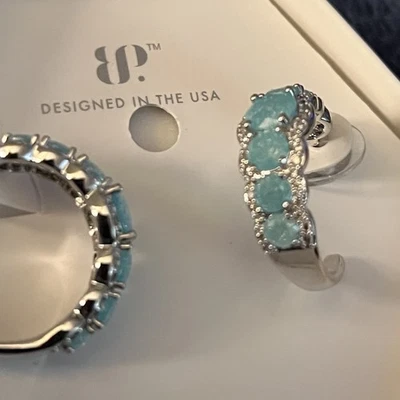 Pendientes Bomb Party Creados en Laboratorio Topacio Azul Cristal de Hielo Chapado en Rodio  Foto 1 de 2