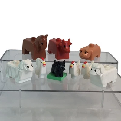 Vtg Lego Duplo Farm Animals Lot Horse Cow Sheep Chickens Scottish Terrier Dog - Image 1 of 4
