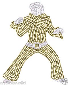 ELVIS PRESLEY POSE A DIAMANTE IRON-ON CRYSTAL GEM BLING TSHIRT TRANSFER PATCH - Picture 1 of 8