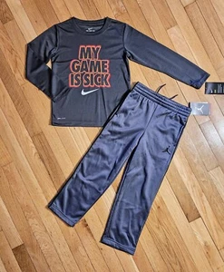NEW Nike Dri-fit Long-sleeve Tee & Jordan Fleece Sweat Pant Set, Gray (sz 6) - Picture 1 of 4