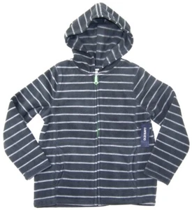 Old Navy Girls Size 5 or 8Micro Fleece Full Zip Hoodie NWT Gray Stripes - Picture 1 of 7