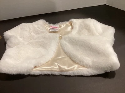 “Shrug Girls Talla 4T” Nannette Blanco Tan Suave Imitación Piel Manga Gorra Suéter Mantón Foto 1 de 4