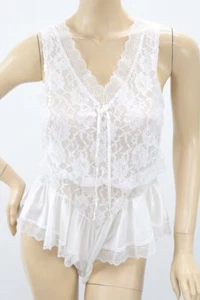 Vintage Tosca Teddy S Baby Doll Nylon White Lace Snap Crotch Lingerie - Picture 1 of 9