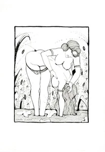 ❤️ 2012 oeuvre originale art curiosa erotica lulu amere encre de Chine unique - Foto 1 di 2
