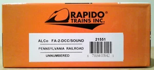 HO SCALE RAPIDO ALCO FA-2 PENNSYLVANIA RAILROAD PRR UNNUMBERED DCC & SOUND 21551 - Picture 1 of 14