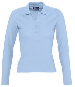 SOLs Womens Womans Ladies Cotton Long Sleeve Fitted Pique Polo Shirt - Picture 1 of 3