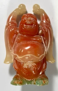 Vintage Feng Shui lachender Buddha des Glücks Figur orange Jade 4,5 in selten! - Bild 1 von 5