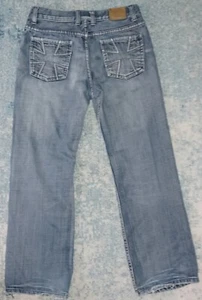 Flypaper Wide Leg Jeans 28x29 Embroidered Cross Pockets Juniors 16 Men's Denim - Picture 1 of 11