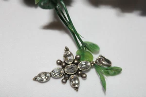 Antique Zirconia Sterling Silver Cross Pendant - Picture 1 of 4