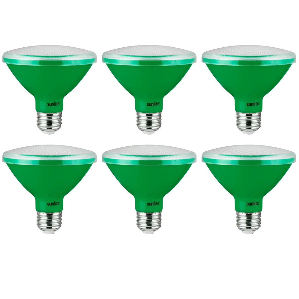 Sunlite 6Pk Green LED PAR30 Reflector Light Bulb, 5W, Medium Base, Dimmable - Image 1 of 2