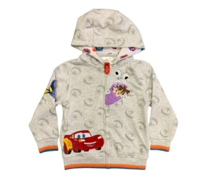 Disney Pixar NEW♈Boy's Embroidered hooded Zip up Knit Jacket size 6~Gray/Multi - Picture 1 of 4