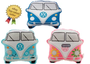 VW VOLKSWAGEN T1 BLUE / PINK / CYAN CAMPERVAN SHAPED PLUSH CUSHION NEW WITH TAGS - Picture 1 of 23