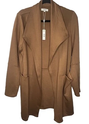 Max Studio 温暖冬季柔软针织 2 口袋瀑布式开衫全新带标签,尺寸 L — 第 1/4 张图片