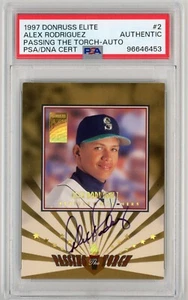 1997 Donruss Elite Passing the Torch Alex Rodriguez Auto /1500 PSA Authentic - Picture 1 of 2