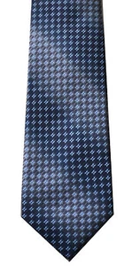 Light Blue on Dark Blue Geo Pattern Men's Woven Necktie Hand-Made Microfiber - Picture 1 of 1