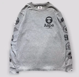 Vintage Ape By A Bathing Ape Kids Grey Long Sleeve Streetwear Crewneck Sweater L - Picture 1 of 14