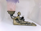 Lampe de table ancienne art déco Chandler femme nue couchée lampe de table bronze verre
