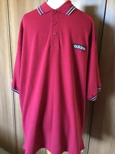 BNWT VINTAGE ORIGINAL adidas Tennis Red Response Polo Shirt 1990s Sz L 44” B12 - Picture 1 of 12