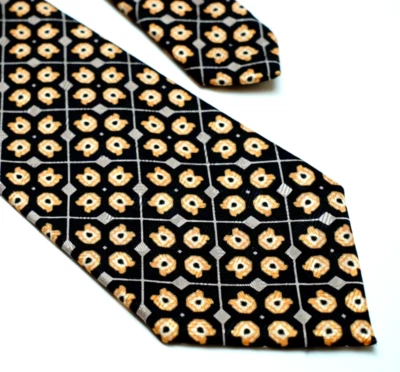 Corbata STEFANO RICCI Negra Geométrica Hecha en Italia 100% Seda Foto 1 de 4