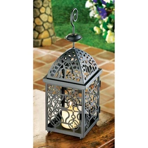 Moroccan Birdcage Black Metal Candle Lantern - Picture 1 of 3
