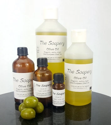 THE SOAPERY Olio di Oliva - Extravergine Biologico Spremuto a Freddo 10ml - 1 litro 100% Puro Non Raffinato