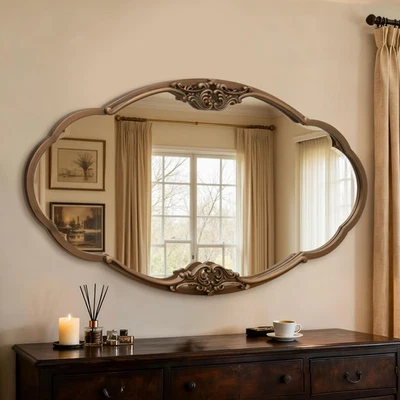 Espejo de pared dorado vintage: espejo grande barroco antiguo de 33"x19,5" - tradicional... Foto 1 de 4