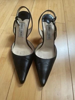 Jimmy Choo Black Pointed Toe  Classic Slingback, Size  36.5  - Image 1 of 4