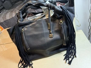 Lucky Brand Lorendo Black Leather fringe bag NWT $248 - Picture 1 of 18