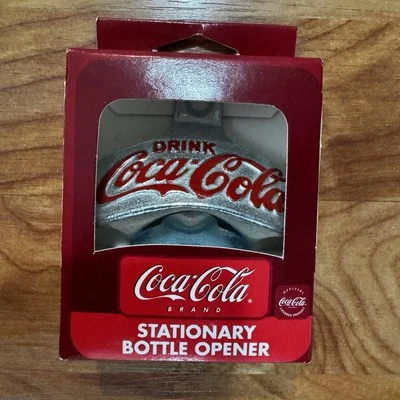 Coca Cola Stationary Bottle Opener Silver And Red Brand New In Box Collectible - Image 1 of 4