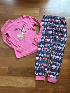 Girls Gymboree REINDEER Christmas Holiday Pajamas Gymmies 2 Piece Size 10 Cute! - Picture 1 of 9