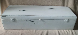 Antike primitive rustikale gealterte weiße Farbe Holz Werkzeugkiste Bauernhaus Truhe - Bild 1 von 9