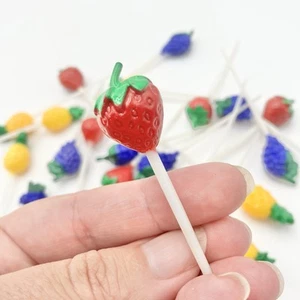 Vtg Betty Crocker Party Decoration Lot Picks Plastic Fruit Tropical Craft 23 Ct - Picture 1 of 6