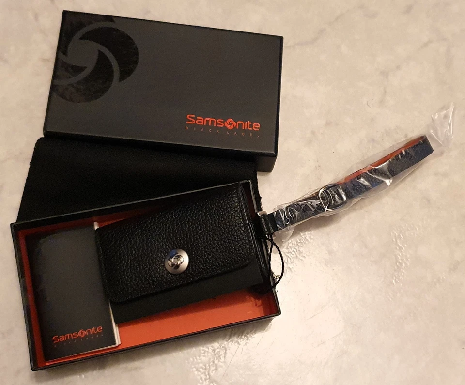 Samsonite Black Label Gepäck Kofferanhänger Leder Schwarz Box Gepäcketikett tag - Bild 1 von 1