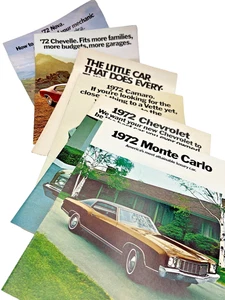 6 pc Full Line 1972 Chevy Dealer Brochures-Camaro, Vega, Nova & Chevelle - Picture 1 of 18