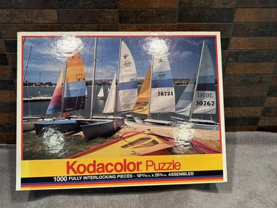 Vintage 1991 Rose Art Kodacolor Jigsaw Puzzle Sailboats 1000 Piece 18x26” Sealed - Image 1 of 4
