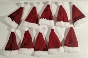 10 Mini 4" große Weihnachtsmann Strumpf Hüte für Puppen, Silberbesteck, Handwerk Weihnachten - Bild 1 von 7