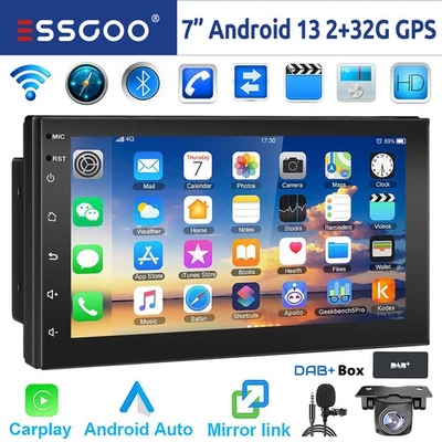 32G 2 DIN DAB+ Android 13 Carplay Autoradio GPS NAVI RDS Bluetooth EQ Mik Kamera - Bild 1 von 4