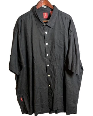 Karl Kani 4XL черная рубашка на пуговицах Y2K начало 2000-х льняной хлопок хип-хоп уличная одежда - Изображение 1 из 4