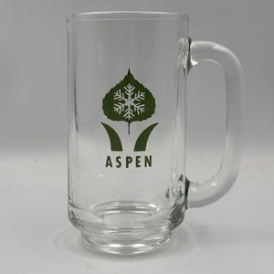 Aspen Colorado Beer Mug Glass 5 1/2 " Green Aspen Leaf Logo Replacement - Picture 1 of 6