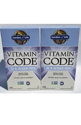 Pack de 2 multivitamínicos Garden of Life Vitamin Code 50 & Wiser Men, 240ct por botella Foto 1 de 4
