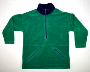Velour Casual Shirt VTG 70s 80s Florence Eiseman Green w Navy Collar XS/S Cotton - Picture 1 of 9