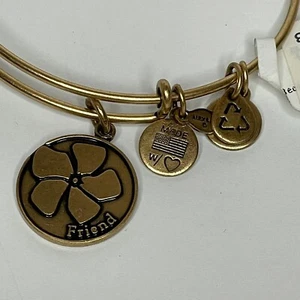 Alex & Ani Gold erweiterbar Hänger Armband "Freund" Hibiskus Hawaii Charm NEU - Bild 1 von 4