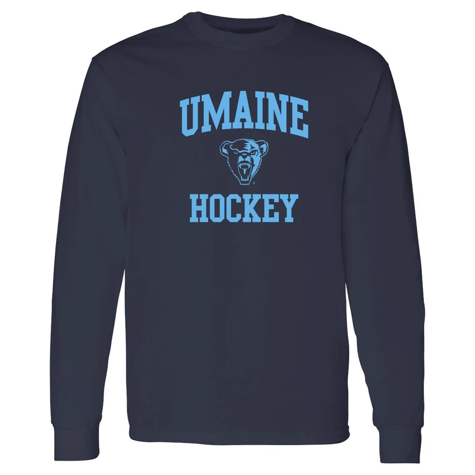 Maine Arch Logo Hockey Long Sleeve - Navy - Image 1 of 4