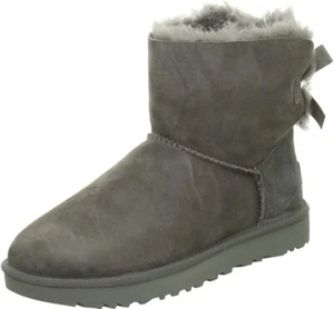 Women's Shoes UGG MINI BAILEY BOW II Slip On Ankle Boots 1016501 GREY - Picture 1 of 6