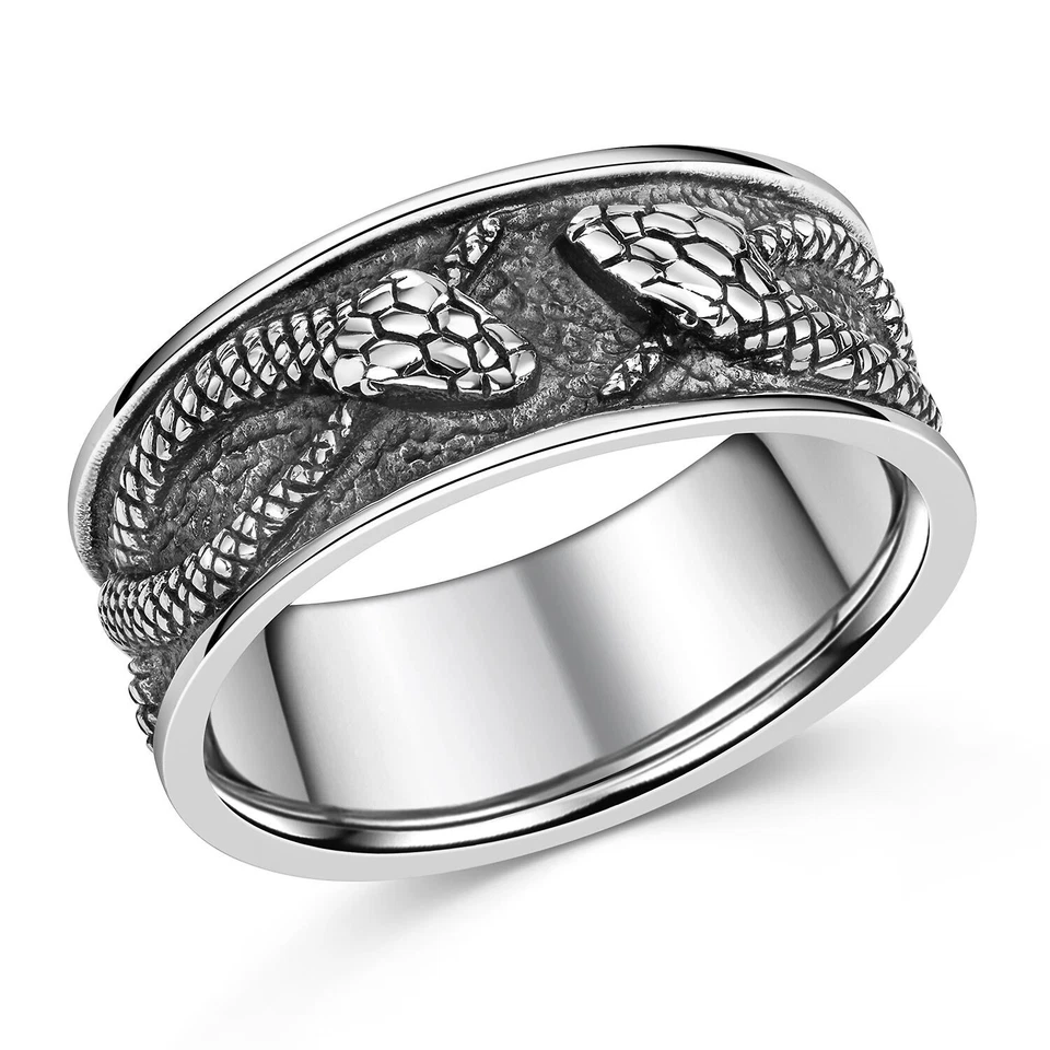 MATERIA Schlangen Bandring Unisex 925 Sterling Silber antik  - Bild 1 von 1