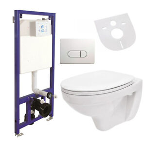Hänge Wand WC Toilette mit Spülkasten / Vorwandelement inkl. Betätigungsplatte