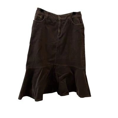 Falda Charter Club Marrón Pana Midi Volantes Peplum Para Mujer Talla 8 Boho Western Foto 1 de 4