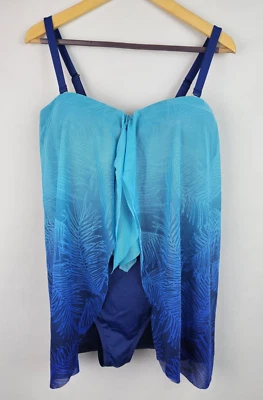 Lauren Ralph Lauren Womens One Piece Swimsuit Sze 16 Blue Flowy Swimsuit Swim - Image 1 of 4